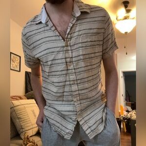 Ben Sherman Beige Striped Casual Button Down Shirt